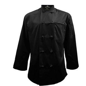 Chef Coat with Thermometer Pocket (Medium, Black)
